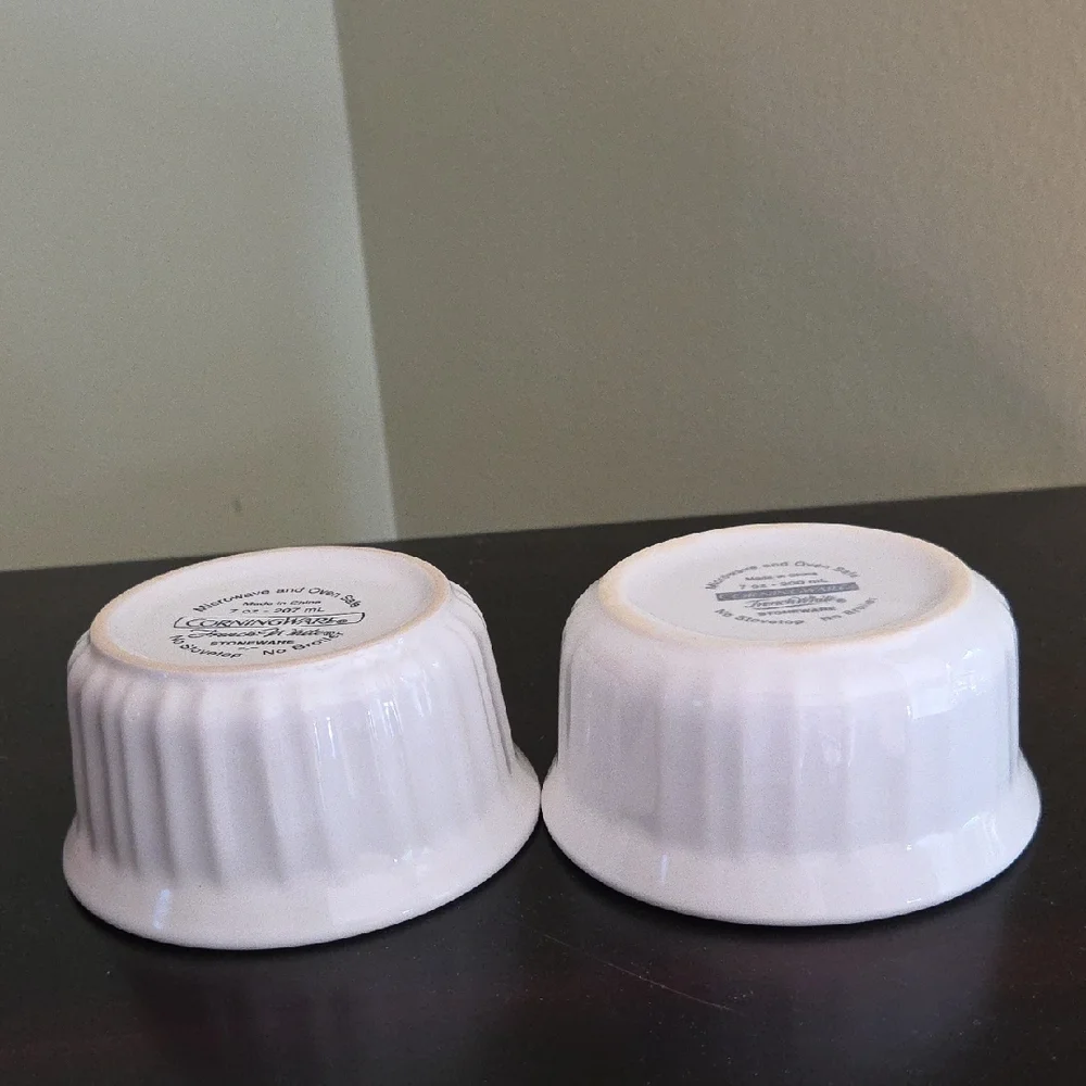 CorningWare French White 7oz Stoneware Ramekins Set of 2